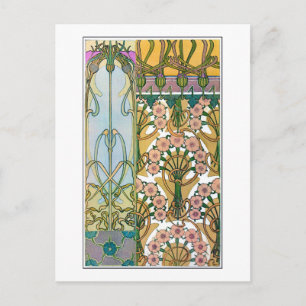 Flowers of Art Nouveau Style, Mucha Postcard