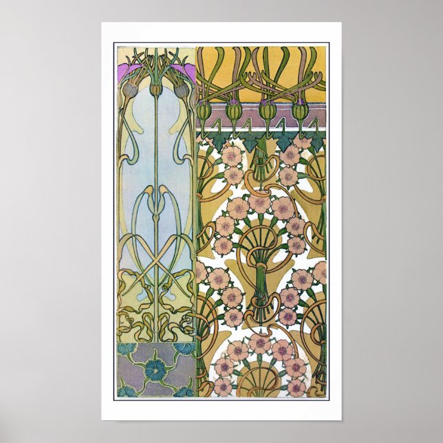 Flowers of Art Nouveau Style, Mucha Poster (Front)