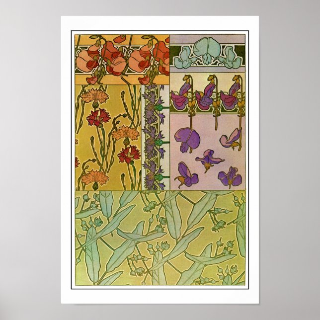 Flowers of Art Nouveau Style, Mucha Poster (Front)