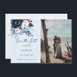 Flowers of Blue Two photo Save The Date<br><div class="desc">Flowers of Blue two photo Save the Date</div>