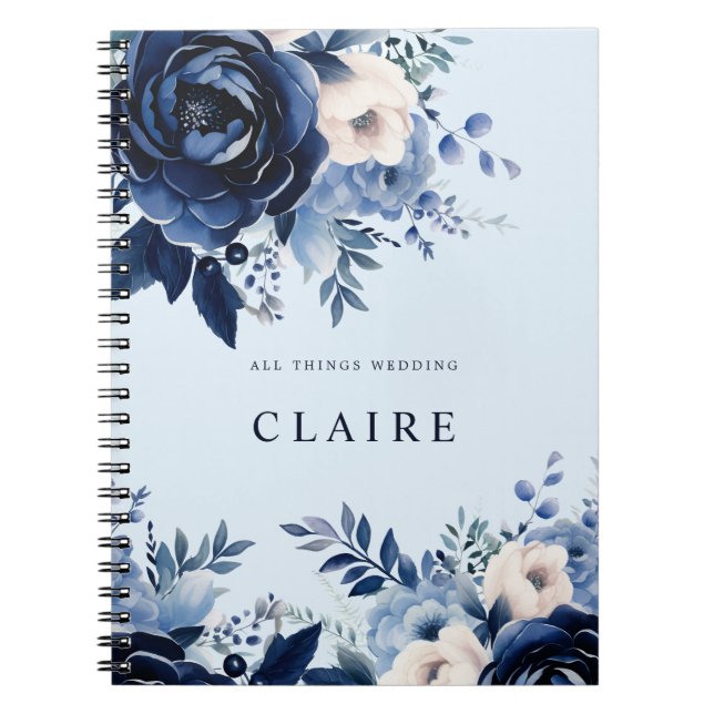Flowers of Blue Wedding Light blue Notebook (Front)