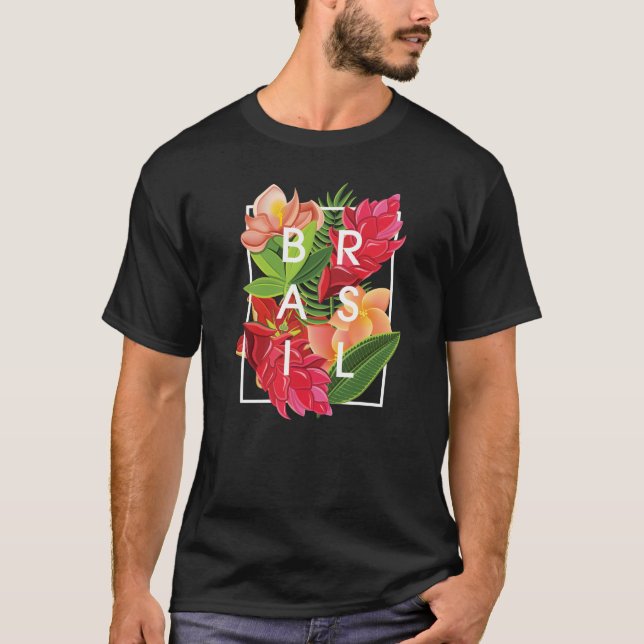 Flowers of Brazil Word Art - Brazilian Pride T-Shirt (Front)
