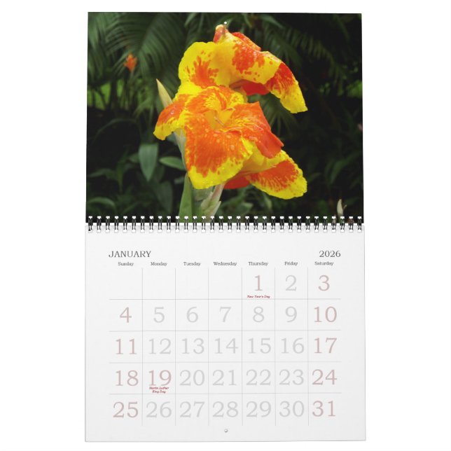 Flowers of Costa Rica Calendar (Jan 2026)