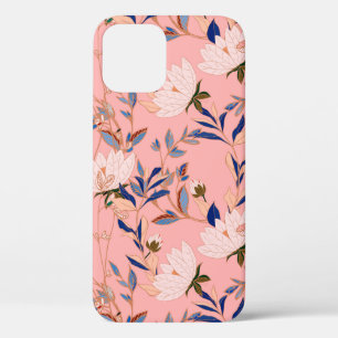 Flowers of cream beige lilies with leaves and peta iPhone 12 case