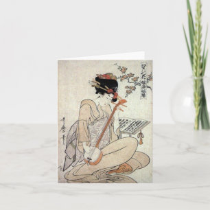 Flowers of Edo by Kitagawa Utamaro Blank Note Card