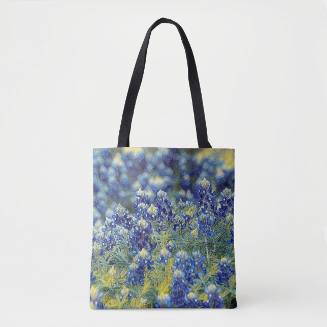 Flowers of Faith Bible Verse Bluebonnet Tote Bag (Front)