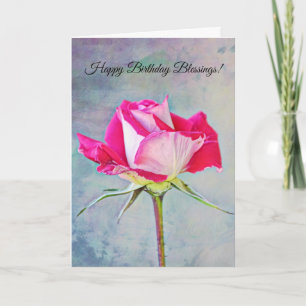 Flowers of Faith Birthday Blessings Rose Card