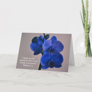 Flowers of Faith Blue Orchid Prayer Card