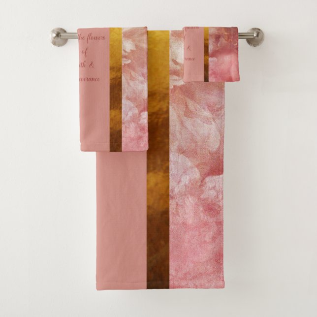 Flowers of Faith (Peach/Gold)   Bath Towel Set (Insitu)