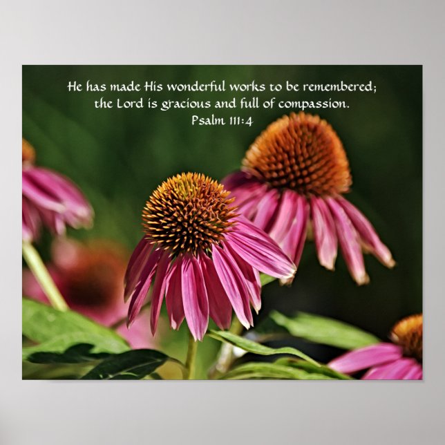 Flowers of Faith Psalm 111:4 Art Poster (Front)