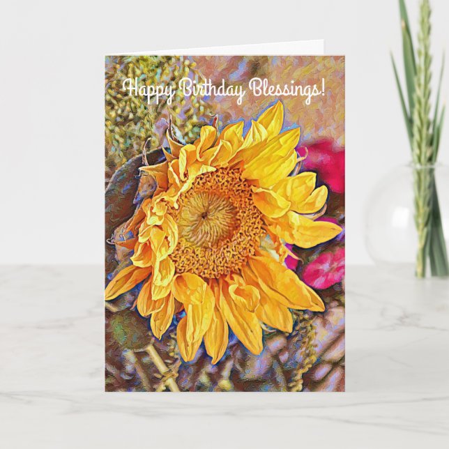Flowers of Faith Sunflower Birthday Card (Front)