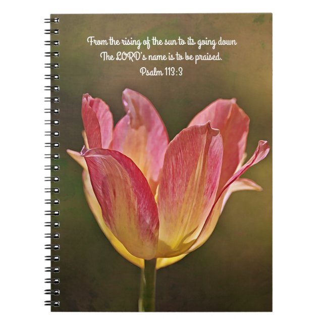Flowers of Faith Tulip Sunset Praise Prayer Notebook (Front)