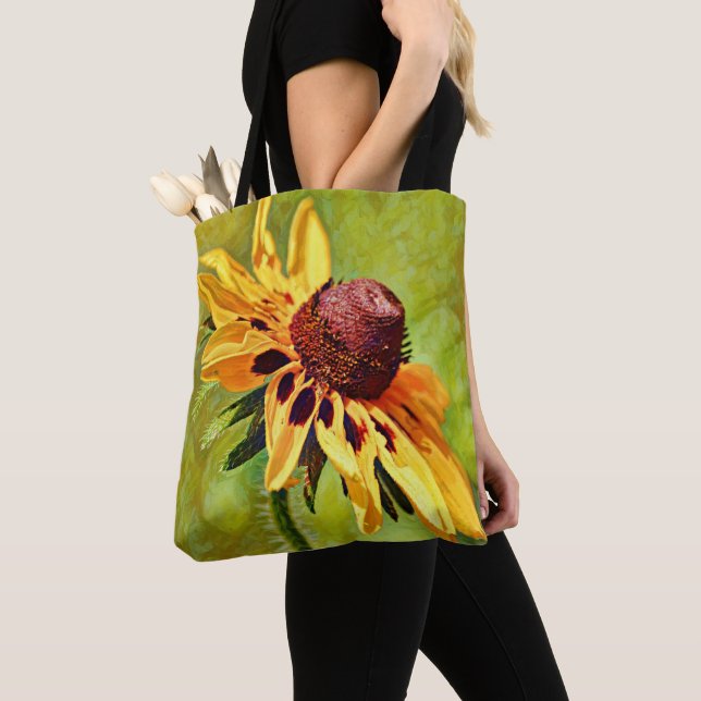 Flowers of Faith Yellow Coneflower Tote Psalm (Close Up)