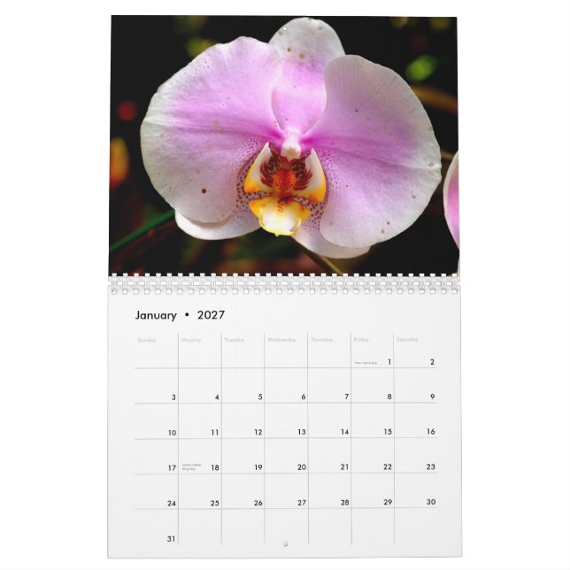 Flowers of Hawaii Calendar (Jan 2027)