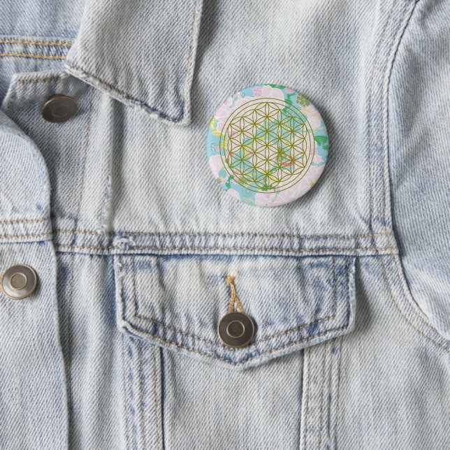 Flowers of life 6 cm round badge (In Situ)