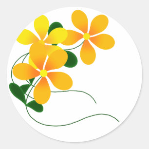 Flowers of Orange & Yellow Classic Round Sticker