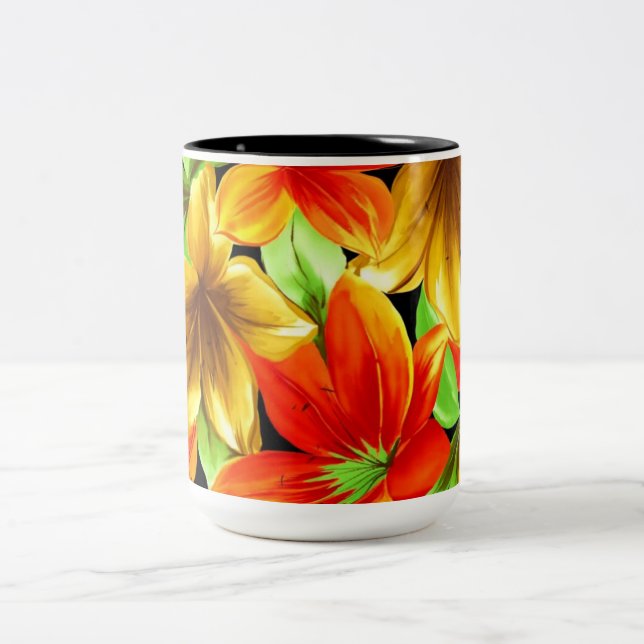 Flowers of Paradise Two-Tone Coffee Mug (Center)