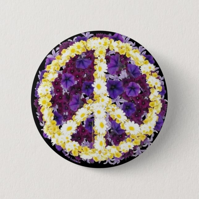 flowers of peace 6 cm round badge (Front)