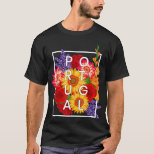 Flowers of Portugal Word Art - Portuguese Pride T-Shirt