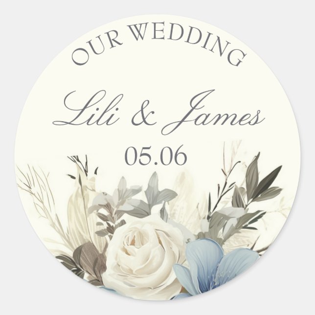 Flowers of romance Wedding Classic Round Sticker (Front)