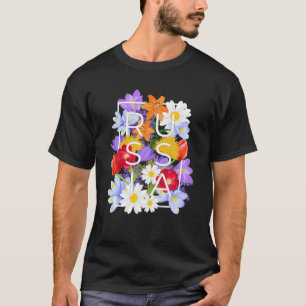 Flowers Of Russia Word Art - Russian Pride T-Shirt