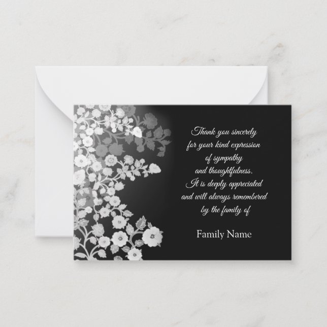 Flowers Of Sight After Funeral Thank You Cards (Front)