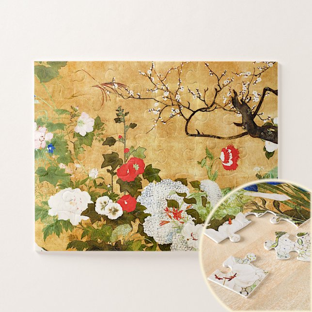Flowers of the four seasons, Saito Ippo, Asian Art Jigsaw Puzzle (Creator Uploaded)