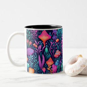 Flowers of the Sea - Aqua Flora Two-Tone Coffee Mug