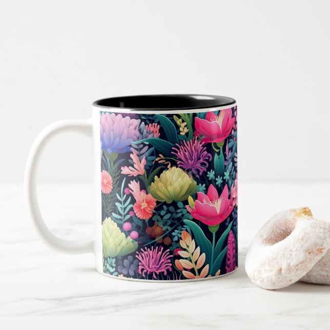 Flowers of the Sea - Seabed Garden Two-Tone Coffee Mug (With Donut)