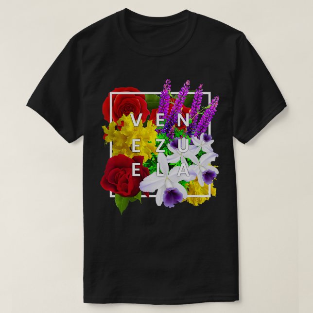Flowers of Venezuela Word Art Venezuelan Pride  T-Shirt (Design Front)