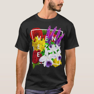 Flowers of Venezuela Word Art Venezuelan Pride  T-Shirt