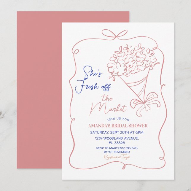 Flowers Off The Market Bridal Shower  Invitation (Front/Back)
