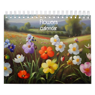 Flowers oil painting calendar