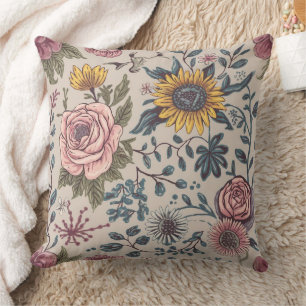 Flowers on a beige background cushion
