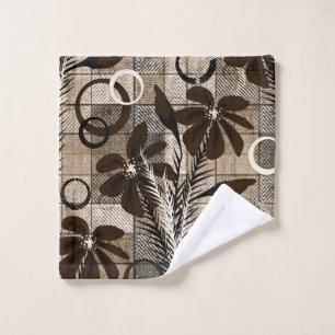 Flowers on a chequered background in a rustic styl bath towel set