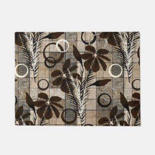 Flowers on a chequered background in a rustic styl doormat