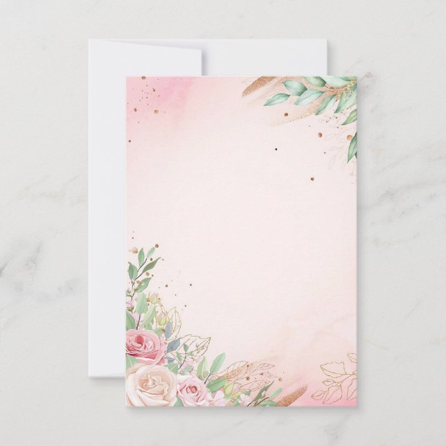 Flowers on a pink background invitation (Front)