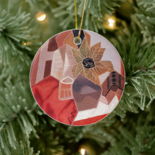 Flowers on a Table by Juan Gris, Vintage Cubism Ceramic Tree Decoration