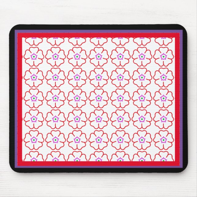 Flowers on a White Background Custom Personalised Mouse Mat (Front)