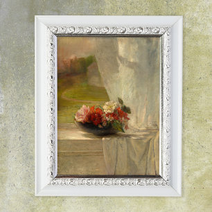 Flowers on a Window Ledge by John La Farge Poster