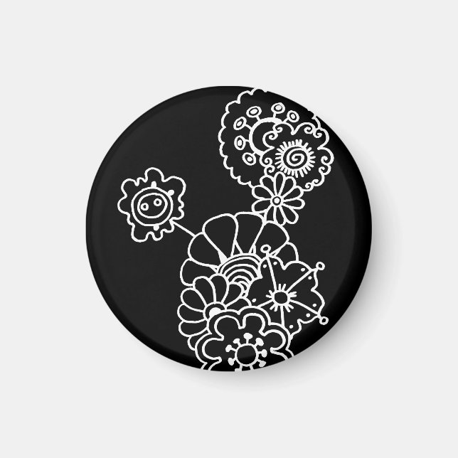 Flowers on Black Magnet (Front)