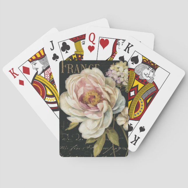 Flowers on Black Playing Cards (Back)