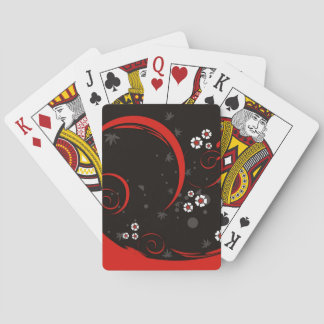 Flowers on Black Playing Cards