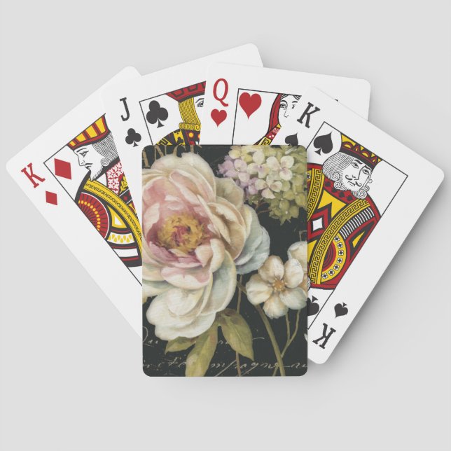 Flowers on Black Playing Cards (Back)