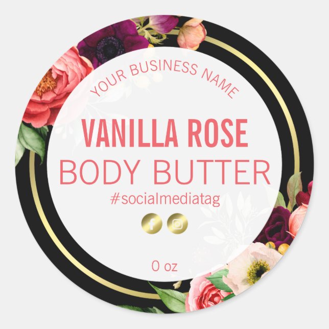 Flowers On Black Product Labels (Front)