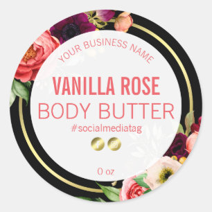 Flowers On Black Product Labels