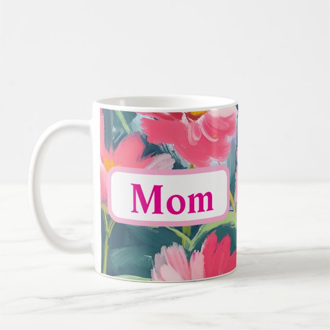 Flowers on Blue Coffee Mug (Left)