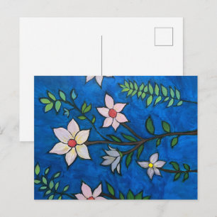 Flowers on Blue Postcard