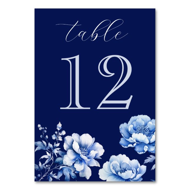 Flowers on Blue Table Number (Back)