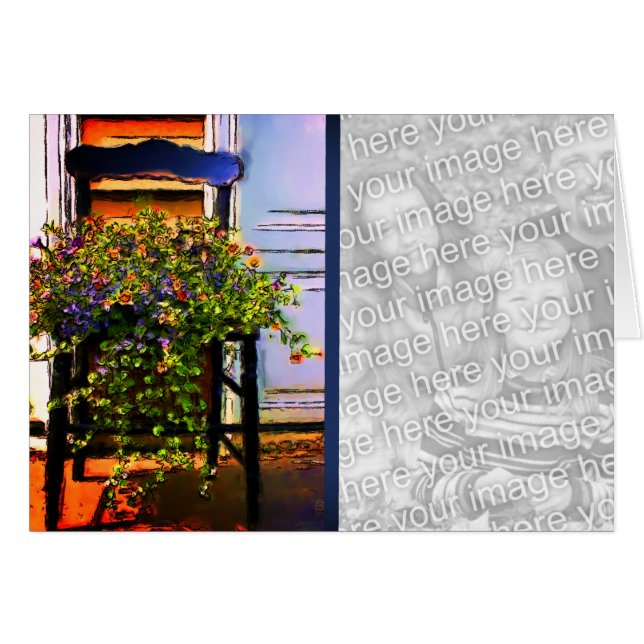 Flowers On Chair Watercolor Art Photo Card (Front Horizontal)